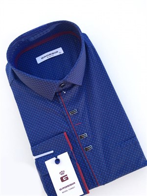 Рубашка мужская синяя с узором - фото 5615
