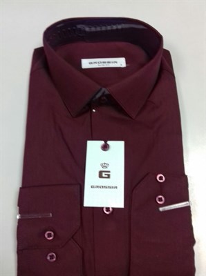 Рубашка мужская бордовая - фото 5646