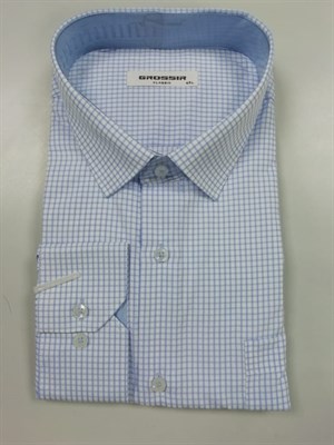 Сорочка мужская в светло-синюю клетку 2372