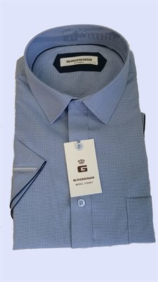 Сорочка синяя в мелкую клетку 2374