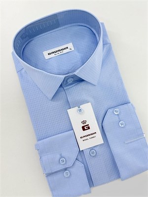 Сорочка мужская однотонная голубая 2369