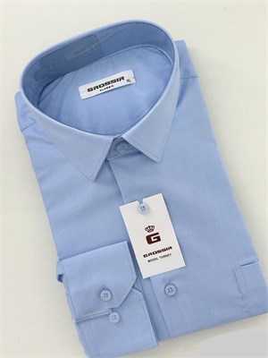 Сорочка мужская голубая с выделкой длинный рукав GS-683
