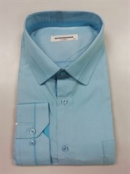 Сорочка мужская бирюзовая в мелкую полоску 2371