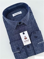 Рубашка мужская темно-синяя с узором 2302